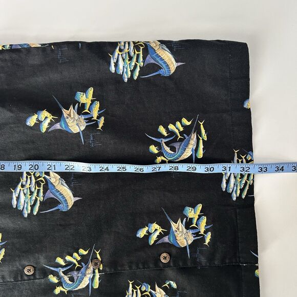 Guy Harvey Aftco Shirt Mens XL Black Bluewater Fish All Over Print Button Up USA - Picture 6 of 7